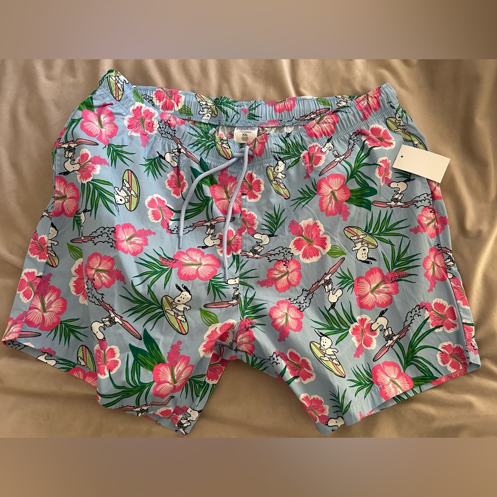 Peanuts Blue and Pink Floral Swim Trunks